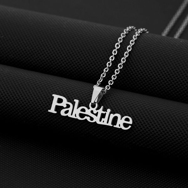 Veile Studios Stainless Steel Palestine Letter Pendant Necklace Fashion Geometric Couple Accessories For Men And Women Necklaces & Pendants