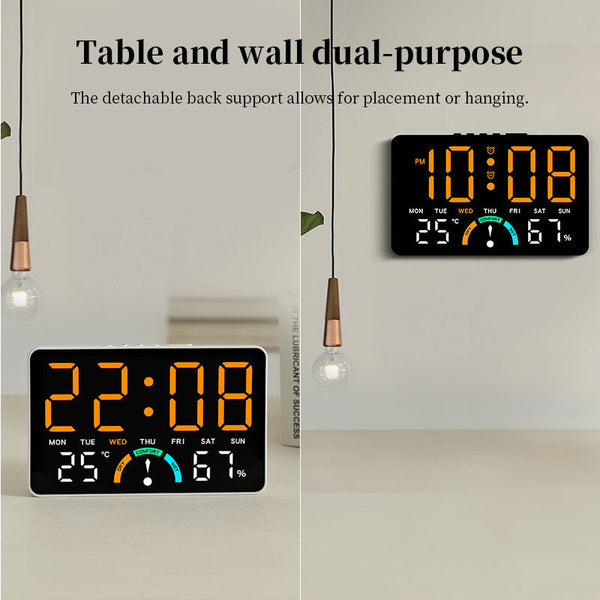 Digital Alarm Clock With Temperature & Humidity Display Dual Snooze Alarm Clocks & Clock Radios