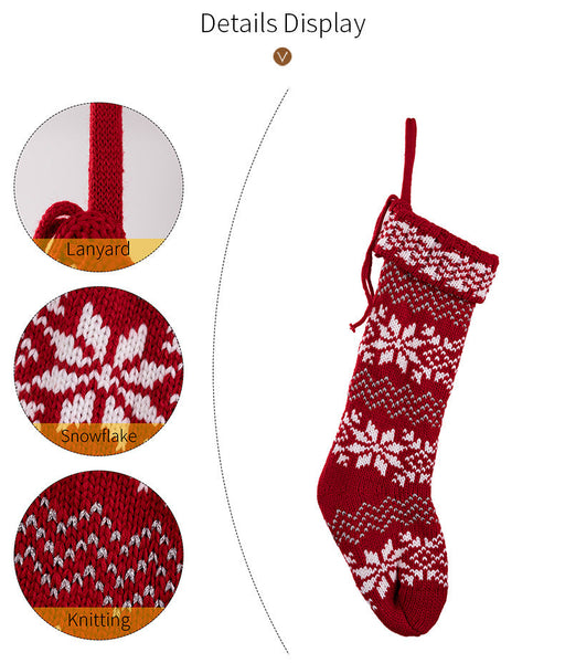Christmas Knitted Stocking With Snowflake Design Seasonal Decorations