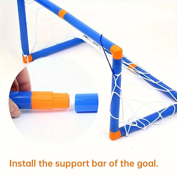 Mini Foldable Plastic Soccer Set Detachable Posts High Strength Indoor/Outdoor Kids' Bday Gift Soccer Goals