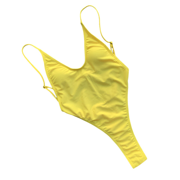 Womens One Piece Swimsuit Solid Color  Backless Bikini Swimwear