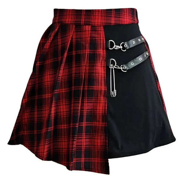 Womens Harajuku Punk Irregular Mini Pleated Skater Skirt Asymmetric Cutout High Waist Hip Hop Clubwear Gothic Skirts