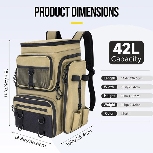 Fishing Backpack With Rod Holder Tackle Organizer Box & Hiking Storage Rod Rests & Holders