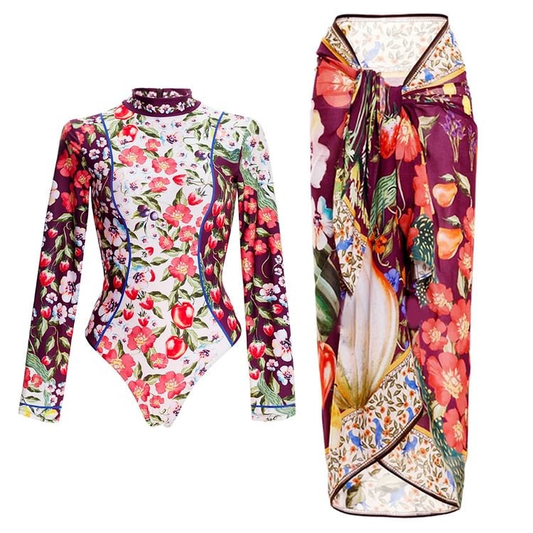 Printed Fashion Design Hot Spring Swimsuit Women's One Piece Set Swimwear