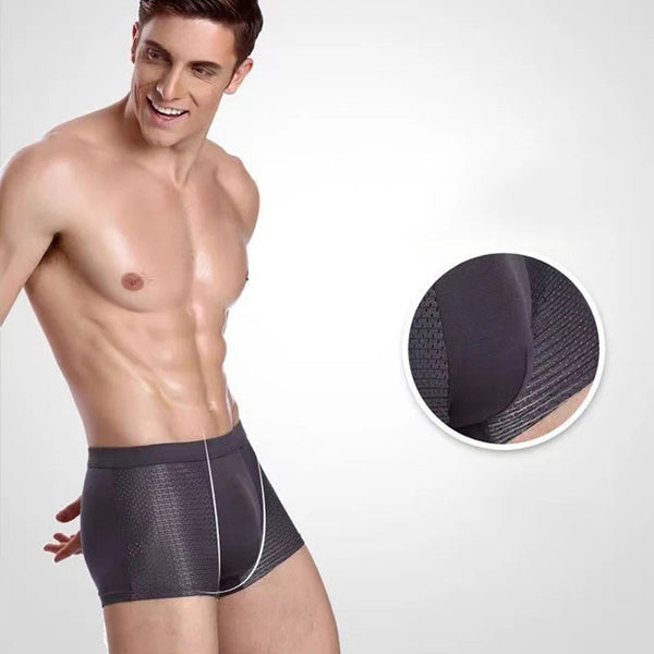 Mens Ice Silk Flat Corner Breathable Mesh Thin Underwear Four Pants