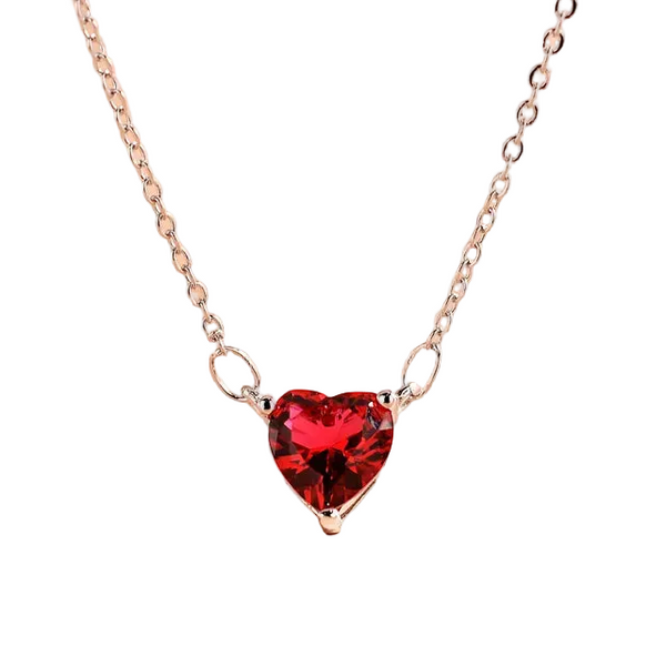 Exquisite Red Heart Pendant Necklace Cubic Zirconia Crystal Chain For Women Short Charm Jewelry Gifts Necklaces & Pendants