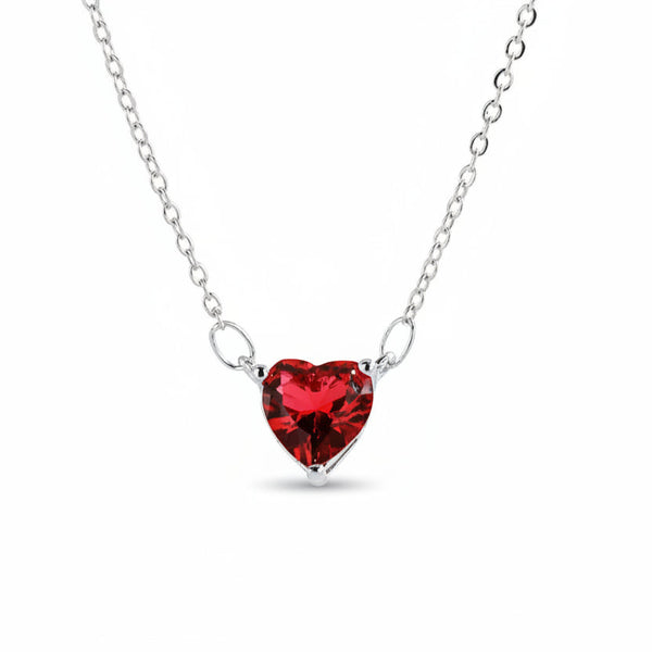 Exquisite Red Heart Pendant Necklace Cubic Zirconia Crystal Chain For Women Short Charm Jewelry Gifts Necklaces & Pendants