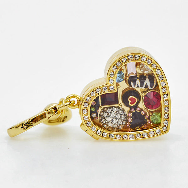 Enamel Glazed Chocolate Gemstone Transparent Heart Shaped Box With Openable Pendant Necklaces & Pendants