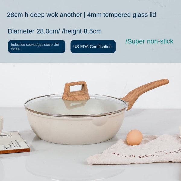 Medical Stone Non Stick Pot Soup Pot Stew Pot Frying Pan Wok Milk Pot Frying Pan Steaming Marble Granite Pot Set Casserole Pans