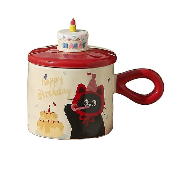 Adorable Cartoon Cat Themed Mug With Lid: Charming Gift Ideal For Office Coffee Or Water Mugs