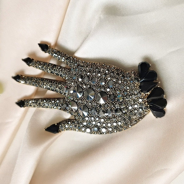 Veile Studios Full Diamond Palm Brooch European And American Large Style Exaggerated Chest Flower Brooches