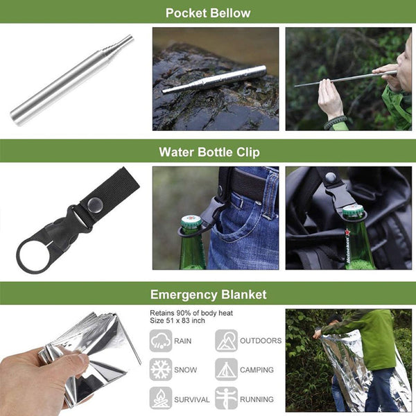 Military Grade Outdoor Travel Survival Kit With Mini Camping Tools Emergency Bracelet Whistle Blanke Bracelets