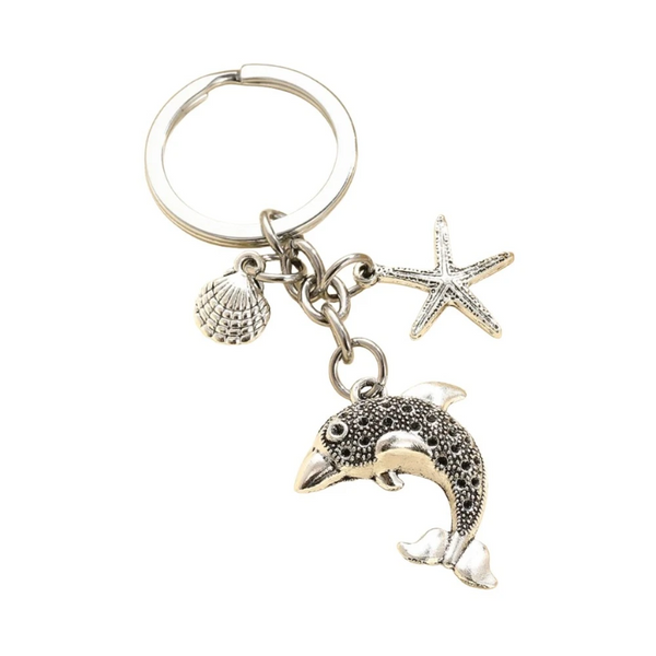 20Pcs Dolphin & Starfish Shell Charm Keychain Charms & Pendants