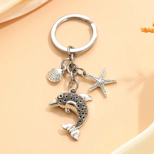 20Pcs Dolphin & Starfish Shell Charm Keychain Charms & Pendants