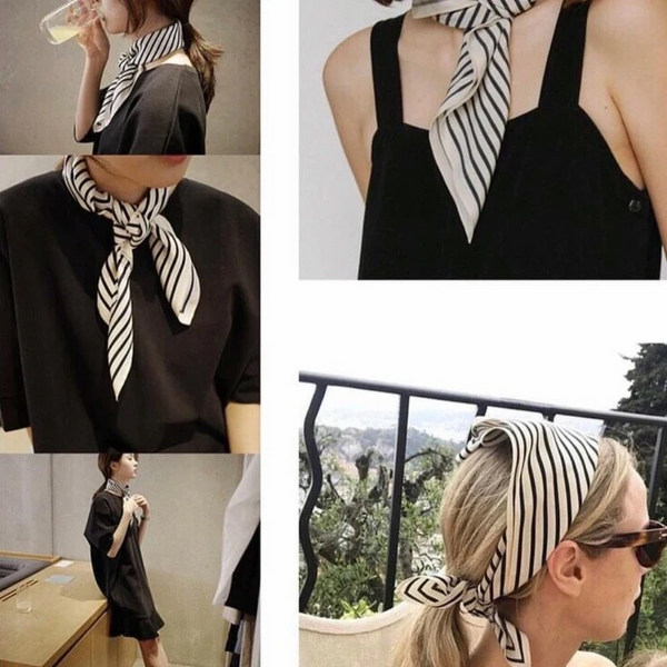 Retro Sunscreen Small Silk Scarf 70X70cm Beige Chiffon Hijab Scarves & Wraps