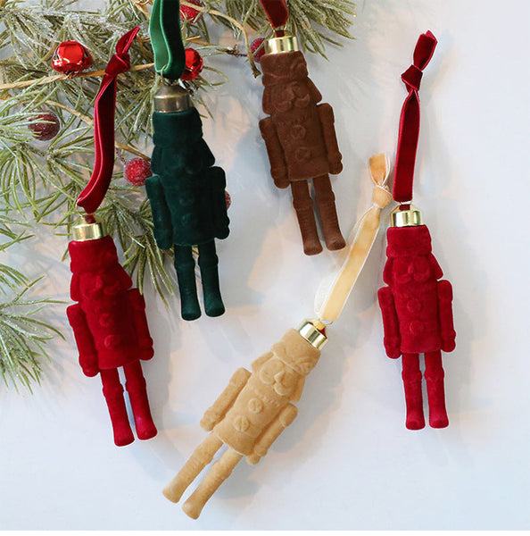 Santa Claus Velvet Nutcracker Ornament Christmas Fabric Tree Decorations Seasonal Decorations