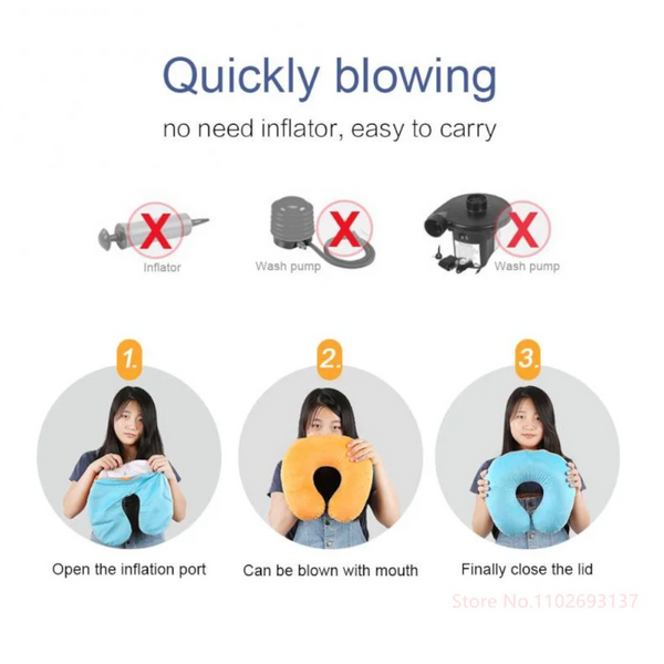 Cute Cartoon Ins Style Travel Neck Pillow U Shaped Panda Rainbow Cloud Fruit Inflatable Cushion For Kids Adults Family Friends Baby Travel Pillows