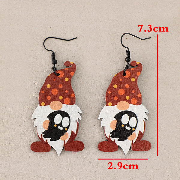 Veile Studios Point Hat Gnome Wooden Dangle Earrings