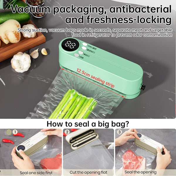 Beige Cordless 3 In 1 Food Sealer For Dry Or Moist Bags Chips & Inflation Vacuum Sealers