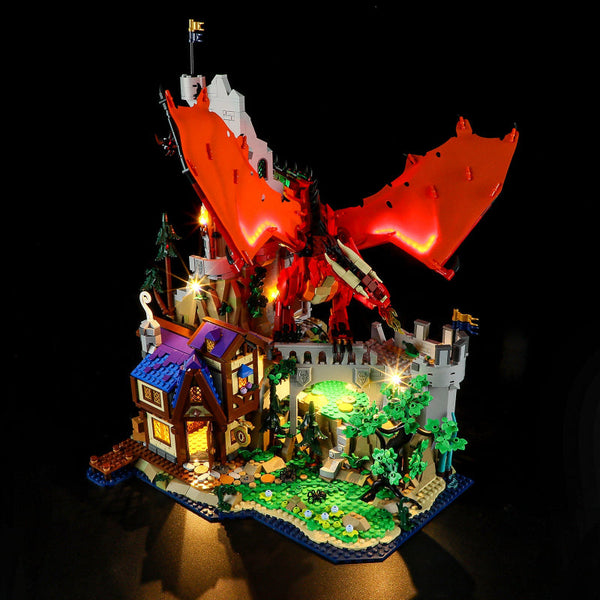 21348 Dragon And Dungeon Red Legend Led Lighting Toys Decorative Lights Gift Building Blocks