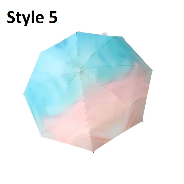 Colorful Gradient Mini Umbrella 8 Ribs Luxury Women Anti Uv Parasol 5 Folding Fashion Sunscreen Small Manual Umbrellas