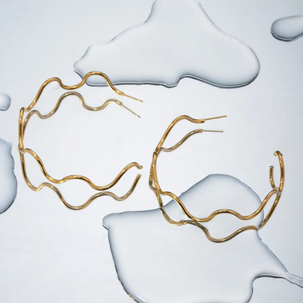 Stainless Steel Wave Shape C Hoop Earrings