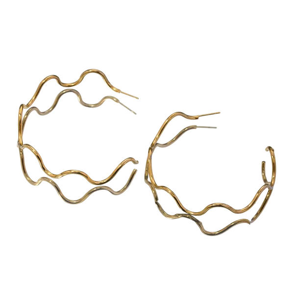 Stainless Steel Wave Shape C Hoop Earrings