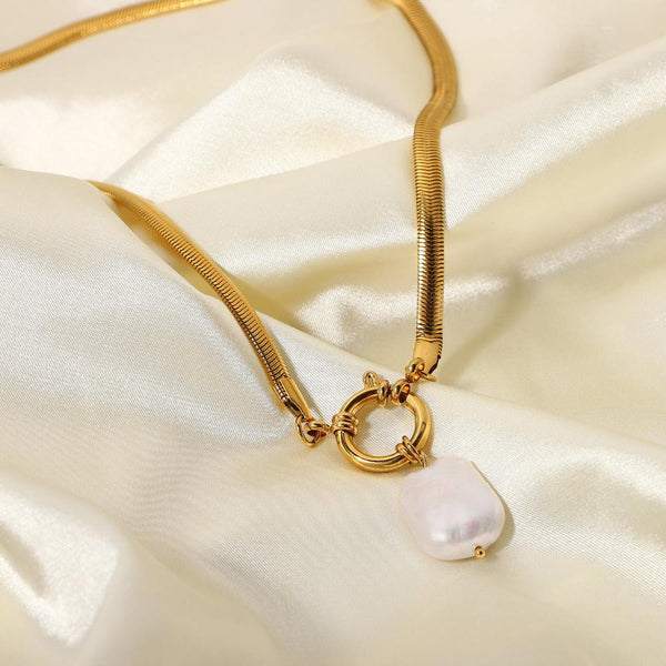 Veile Studios Fashionable Stainless Steel Pendant Necklace With Pearl For Personalised Style Necklaces & Pendants