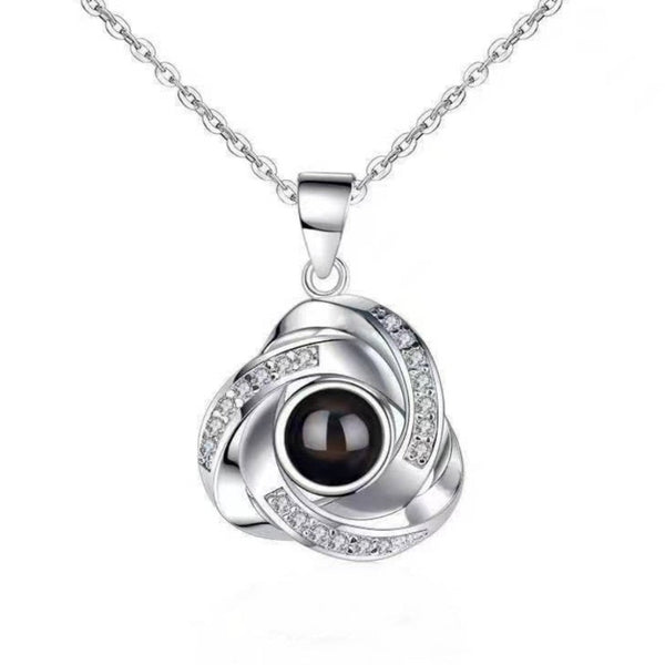 100 Languages I Love You Projection Necklace Simple And Fashionable Spiral Pendant Collarbone Chain Necklaces & Pendants