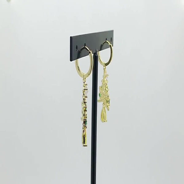 And American Christmas Series Tree Zircon Earrings