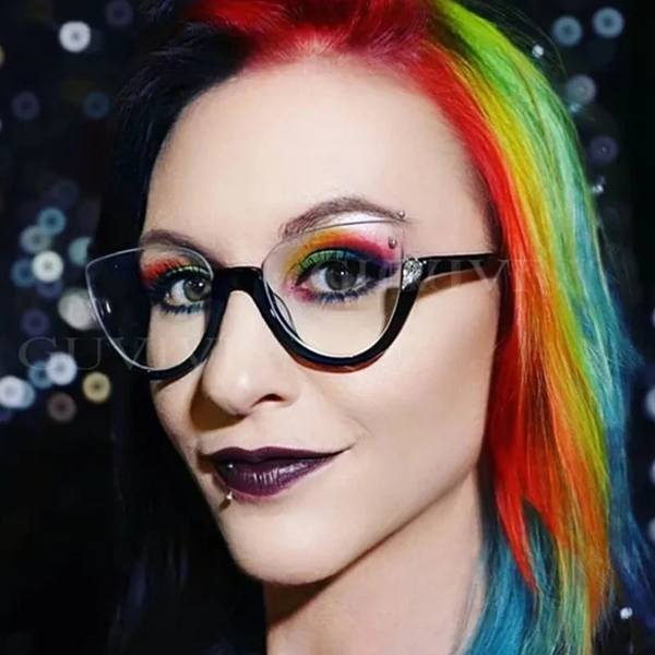 Transparent Cat Eye Prescription Glasses Frame Women Men Eyewear Optical Spectacle Diamond Clear Lens Eyeglasses Eyeglass Frames