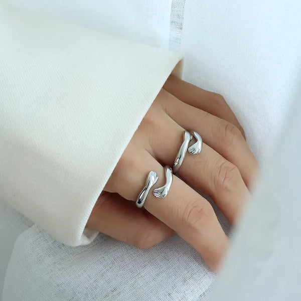 Titanium Steel Hug Bypass Ring Size 7 Rings