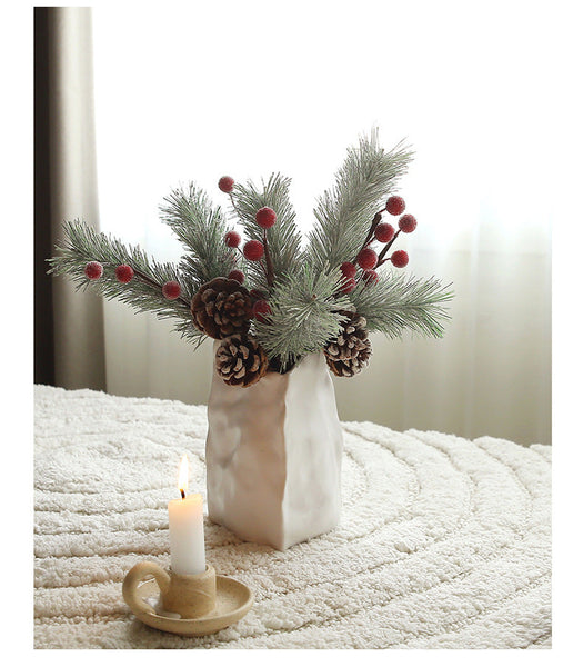 Santa Yuan New Arrival Artificial Red Berry Fruit Branch Christmas Tree Decoration Wreath Vine Material Direct Supply Seasonal Decorations