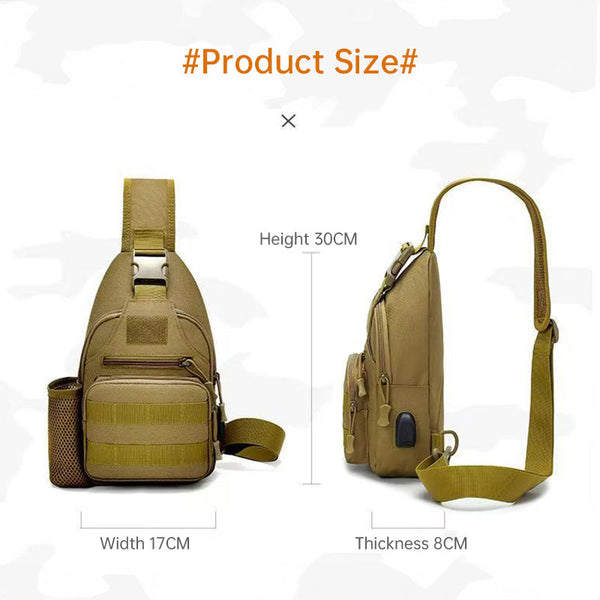 Tactical Crossbody Sling Backpack. Has Water Bottle Holder, Molle System, Usb Charging Port. Ideal For Travel And Walks. Cp Camo Bags