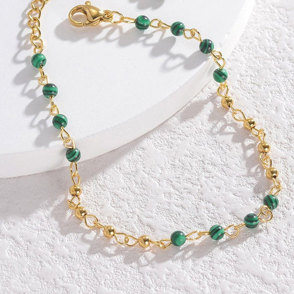 Retro Style Bead Splicing Women's Bracelet Light Luxury Niche Simple Temperament Stainless Steel Jewelry Bracelets