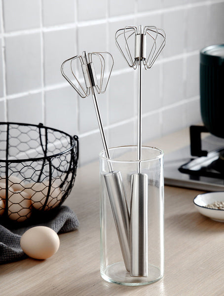 Stainless Steel Egg Beater Semi Automatic Hand Press Rotary Household Kitchen Manual Other Kitchen Gadgets