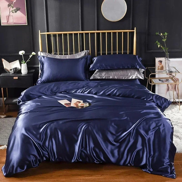 Beddings Violet Eu Double Size Satin Smooth Duvet Cover Set Polyester Quilt Covers