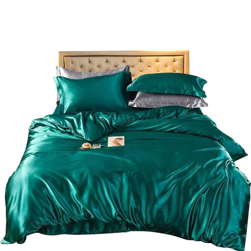 Beddings Green Us Twin Size 3 Pcs Satin Duvet Cover Set Polyester Quilt Covers