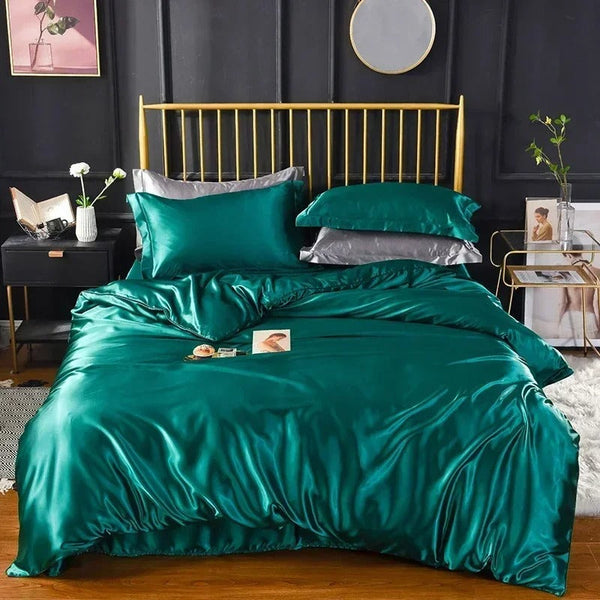 Beddings Green Au Eu King Size 3 Pc Satin Duvet Cover Set Polyester Quilt Covers