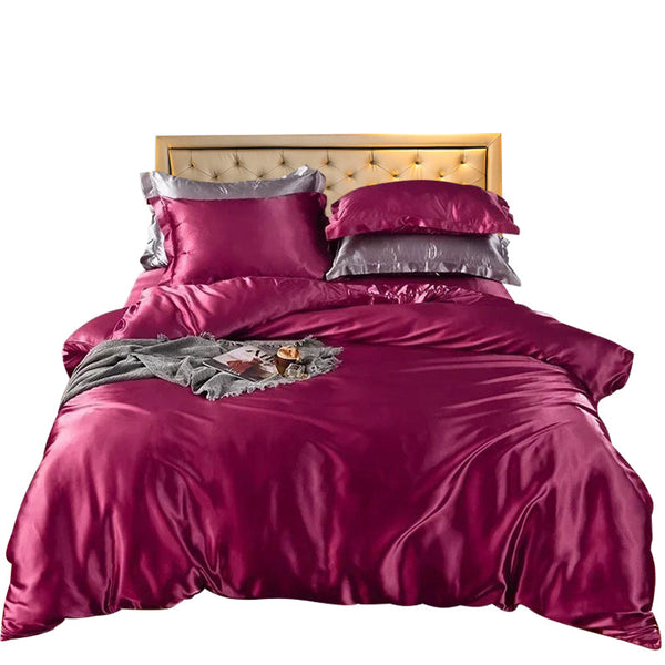 Beddings Magenta Au Queen Size Satin Duvet Cover Set Luxury Polyester Quilt Covers