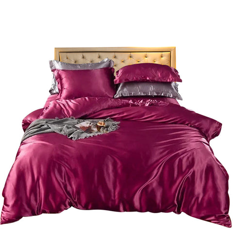 Beddings Magenta Au Queen Size Satin Duvet Cover Set Luxury Polyester Quilt Covers