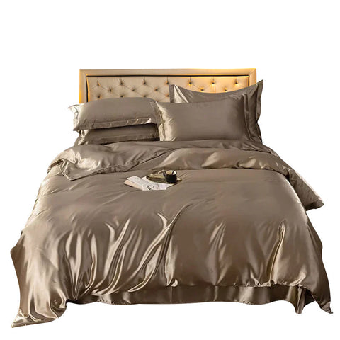 Beddings Tan Brown Au Queen Size 3 Pieces Satin Smooth Duvet Cover Set Quilt Covers