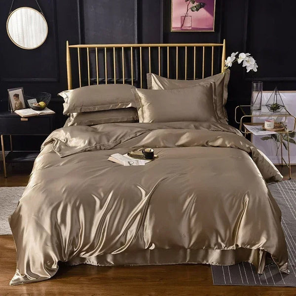 Beddings Tan Brown Us Queen Size 3 Pieces Satin Smooth Duvet Cover Set Quilt Covers