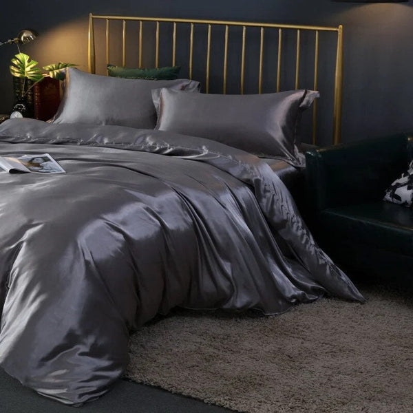 Beddings Gray Au Single Size Satin Smooth Duvet Cover Set Luxury Polyester Quilt Covers