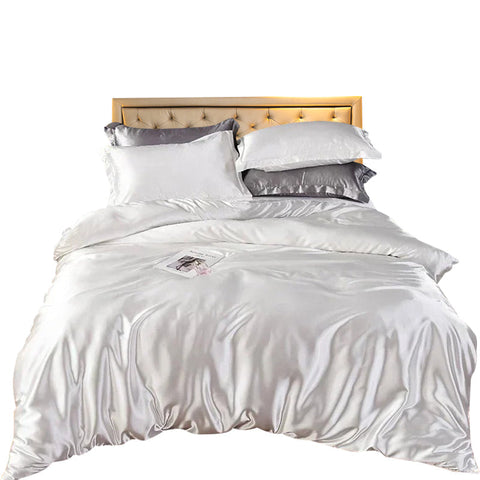 Beddings White Au Single Size Satin Duvet Cover Set Polyester Quilt Covers