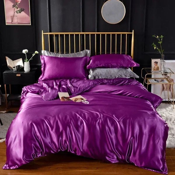 Beddings Indigo Us Queen Size 3 Pieces Satin Duvet Cover Set Polyester Quilt Covers
