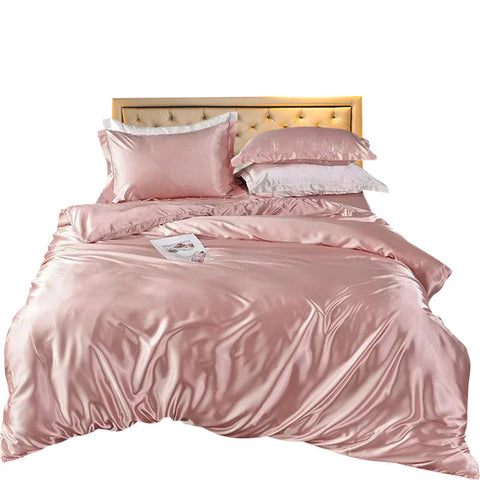 Beddings Light Pink 140X210cm Duvet Cover Set High End Satin Polyester Soft Quilt Covers