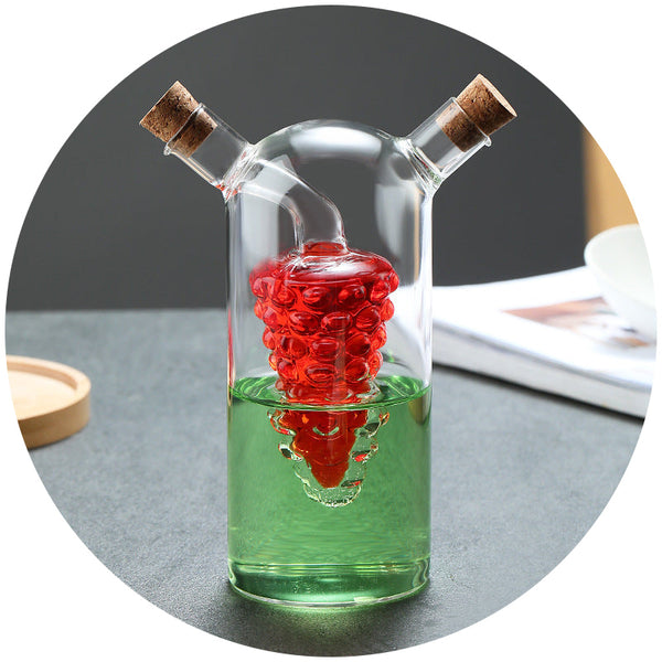 Kitchen Storage Sealed Bottles Double Layer 2 In 1 Glass Oil Vinegar Sauce Seasoning Tools Oil & Vinegar Dispensers