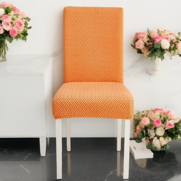 Chair Cover Orange Small Knitted Design Anti Dirt Elastic Material Slipcovers