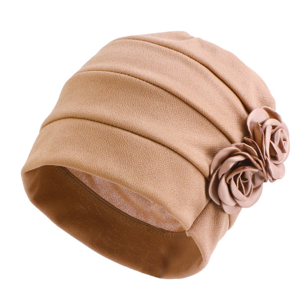 Ethnic Headscarf Chemotherapy Two Flower Headwear For Women Polyester Frosted Scarves & Wraps